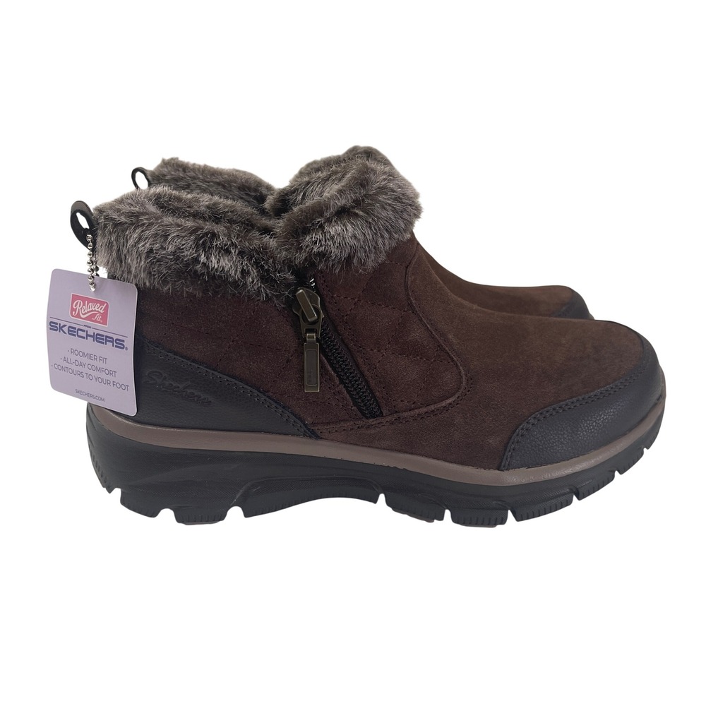 Skechers Easy Going Girl Crush Boots 6 Brown Relaxed Fit Ankle Booties 48971 NEW